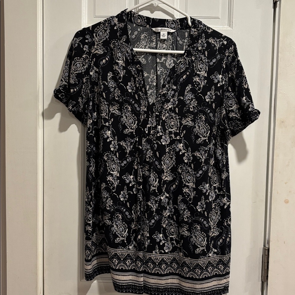 Croft & Barrow Monochrome Patterned Top